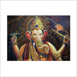 Original handmade Ganesha acrylic painting by artist Kishor Kawad. Size: 12 X 16 Inches Medium: Acrylic on Canvas