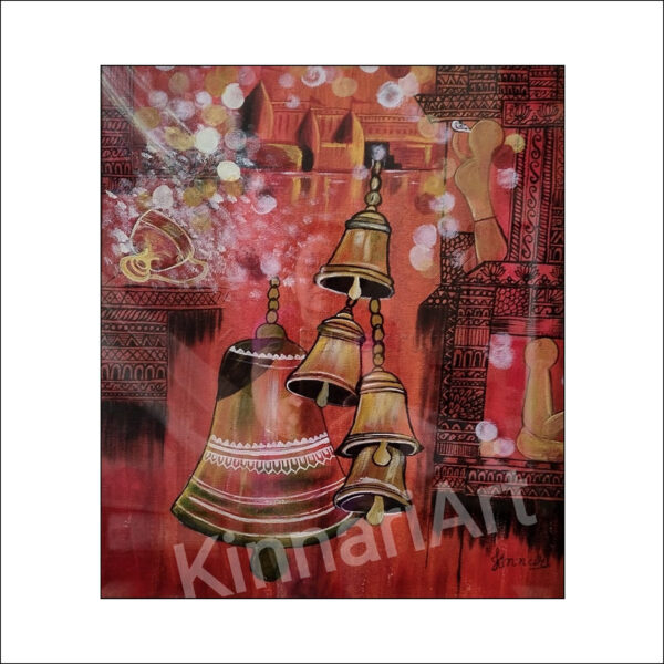 "Devotion" modern style Indian art acrylic painting on canvas. - Artist: Kinnari Dixit - Title of painting: "Devotion" - Size: 20 X 18 Inches - Medium: Acrylic on Canvas - Original handmade painting, enclosed with a certificate of authenticity, with photo, date, name of the work and artist signature. - Shipping: Rolled in a tube.