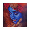 original handmade acrylic painting by artist Yogita Kolge -Artist: Yogita Kolge -Title: Krishna 004 -Size: 12 X 12 Inches Medium: Acrylic on Canvas -Original handmade painting attached with a certificate of authenticity, with photo, date, name of the work, and artist signature. -Shipping: Rolled in a tube